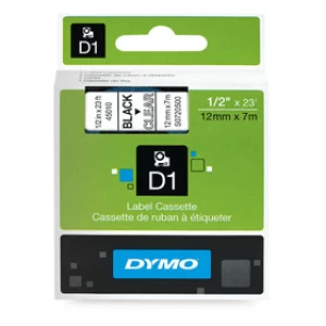 Dymo 45010 Black on Clear Label Tape 12mm x 7m