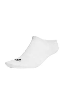 adidas 3 Pack of No Show Socks - White/Black, Size S, Women