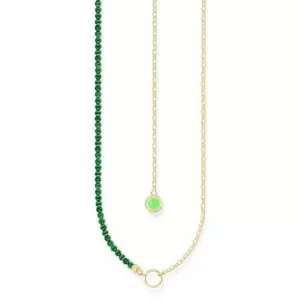 Charmista Member Green Sterling Silver Gold Plated Stone Charm Necklace KE2190-140-6
