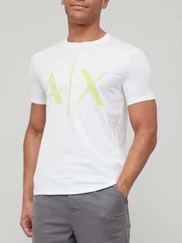 Armani Exchange Neon Rubber Logo T-Shirt White Size L Men