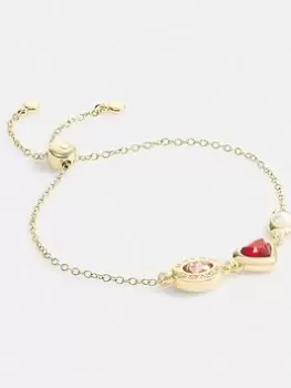 Coach C Stone And Heart Slider Bracelet - Gold/Red