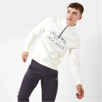 Jack Wills Amersham Half Zip Sweatshirt - Vintage White
