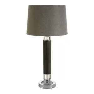 Corrugated Black Column with Chrome Accents Table Lamp