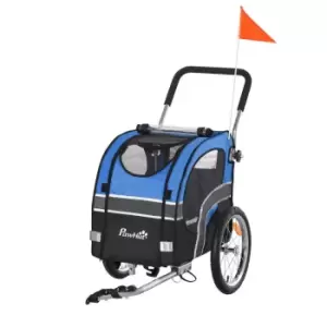 PawHut 2-in-1 Dog Bike Trailer & Pet Stroller W/ Carrier - Blue