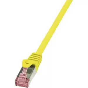 LogiLink CQ2017S RJ45 Network cable, patch cable CAT 6 S/FTP 25.00cm Yellow Flame-retardant, incl. detent