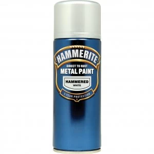 Hammerite Hammered Finish Metal Paint Aerosol White 400ml