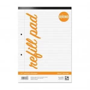RHINO A4 Refill Pad Headbound 160 Pages 80 Leaf 6mm Lined with Margin