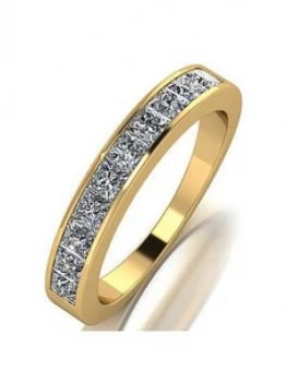Moissanite 9ct Yellow Gold 25 Point Equivalent Wedding Band, Gold Size M Women
