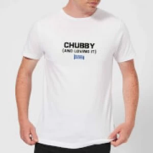 Plain Lazy Chubby and Loving It Mens T-Shirt - White - XL