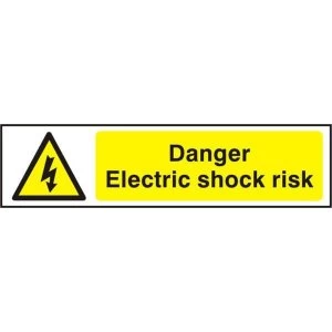 ASEC Danger Electric Shock Risk 200mm x 50mm PVC Self Adhesive Sign