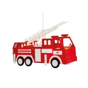Childrens Fire Engine Pendant Light Red, White
