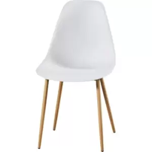 Out & out Astrid Dining Chair- White with Wooden Legs- Set of 2