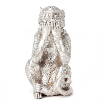 HESTIA Silver Monkey Ornament - Speak No Evil