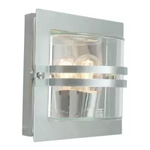 Elstead - 1 Light Outdoor Frosted Wall Light Galvanised IP65, E27