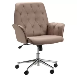 Vinsetto Micro Fiber Office Swivel Chair Mid Back Computer Desk Chair with Adjustable Seat, Arm - Coffee