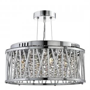3 Light Ceiling Pendant Chrome with Crystals, G9