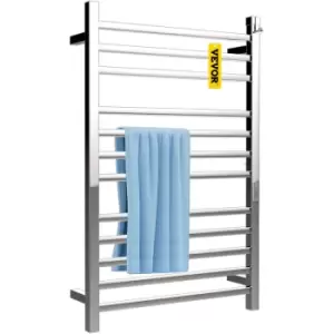 VEVOR Heated Towel Rack, 12 Bars Design, Mirror Polished Stainless Steel Electric Towel Warmer with Built-In Timer, Wall-Mounted for Bathroom,
