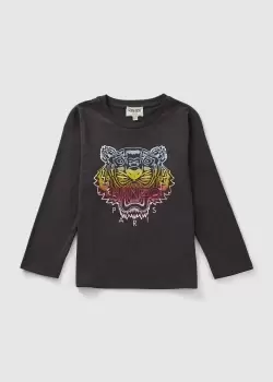 Kenzo Kids Rainbow Tiger Long Sleeve T-Shirt In Dark Grey