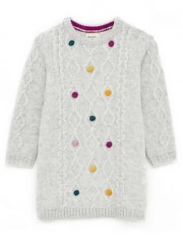 White Stuff Girls Cosy Cable Pom Jumper Dress - Natural, Size 9-10 Years