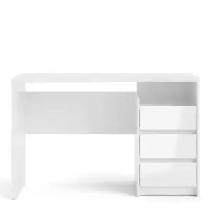 Function Plus Modern Desk with 3 Drawers, white