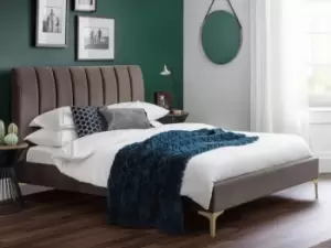 Julian Bowen Deco 5ft King Size Truffle Upholstered Fabric Bed Frame
