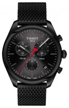 Tissot Mens PR100 Chronograph Black PVD Plated Bracelet Watch