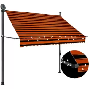 Manual Retractable Awning with LED 200cm Orange and Brown Vidaxl Multicolour