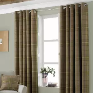 Riva Paoletti Aviemore Heritage Tartan Check Faux Wool Lined Eyelet Curtains, Thistle, 66 x 54 Inch