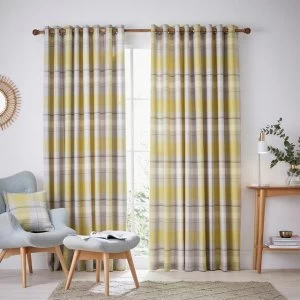 Helena Springfield Light Yellow Polyester 'Nora' Woven Lined Curtains - 167cm x 183cm drop