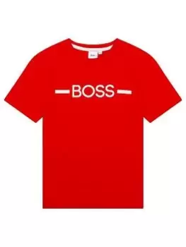 BOSS Boys Logo Short Sleeve T-Shirt - Bright Red, Bright Red, Size 4 Years
