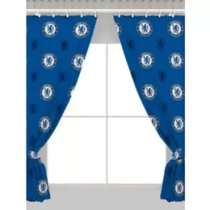 Chelsea FC Repeat Crest Curtains (66 x 54in) (Blue/White) - Blue/White