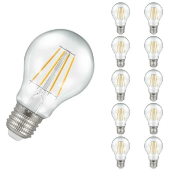 (10 Pack) Lamps LED GLS 7.5W ES-E27 Dimmable Filament (60W Equivalent) 2700K Warm White Clear 806lm ES Screw E27 Multipack Light Bulbs - Crompton
