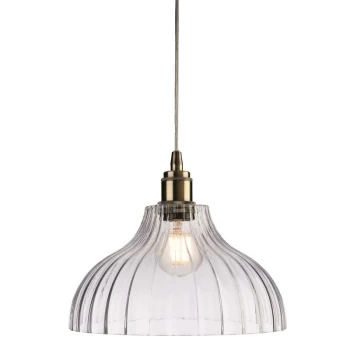 Firstlight - Victory - 1 Light Dome Ceiling Pendant Antique Brass, Clear Glass, E27