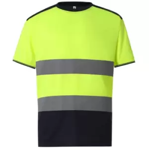Yoko Mens Two Tone Hi-Vis T-Shirt (4XL) (Yellow/Navy)