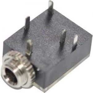 3.5mm audio jack Socket horizontal mount Number of pins 3 Stereo Black