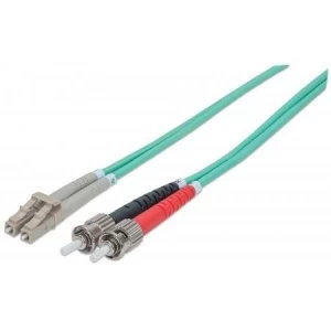 Intellinet Fibre Optic Patch Cable Duplex Multimode ST/LC 50/125 m OM3 2m LSZH Aqua Fiber Lifetime Warranty