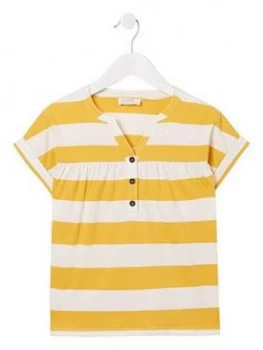 Fat Face Girls Stripe Popover Top - Yellow