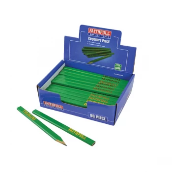 Faithfull FAICPDISPG80 Carpenter's Pencils - Green / Hard (Display 80)
