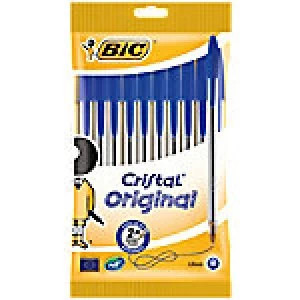 BIC Cristal Original Ballpoint Pen Medium 0.4mm Blue Pack of 10