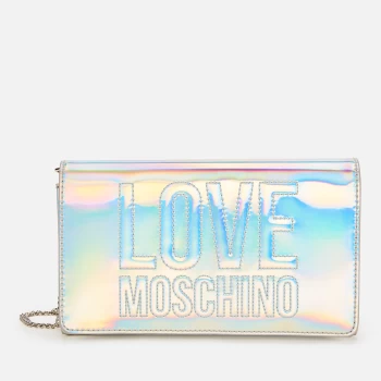 Love Moschino Womens Metallic Chain Bag - Silver