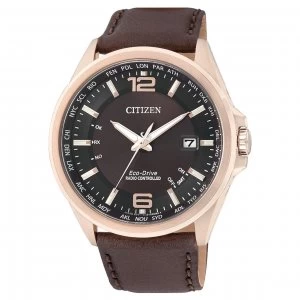 Citizen Eco-Drive Mens Leather Strap Watch CB0018-19W - Brown