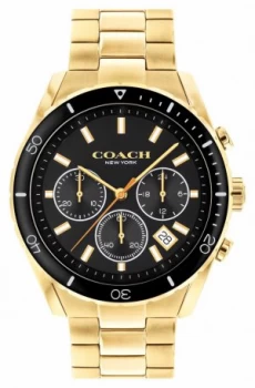 Coach Mens Preston Gold Plated Steel Bracelet Black Watch