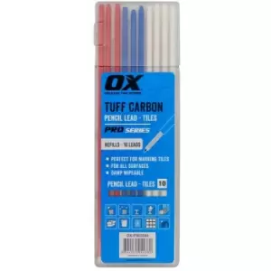 Ox Tools - ox Tuff Carbon - Tile Pencil Lead (10PK) - Multiple Colours