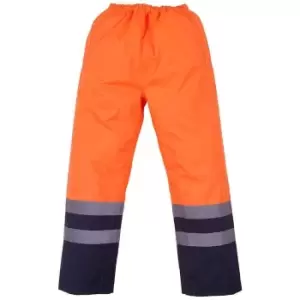 Yoko Unisex Adult Hi-Vis Waterproof Over Trousers (M) (Orange/Navy)