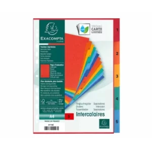 Exacompta Europa Dividers 1-5 A4 225gsm Pack of 20, white