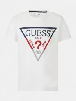 Guess H1RJ05-K8HM0-TWHT boys's Childrens T shirt in White. Sizes available:8 ans,10 ans,12 ans,14 ans