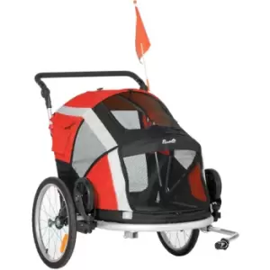 Dog Bike Trailer 2-in-1 Pet Stroller Cart Foldable Bicycle Carrier Red - Pawhut