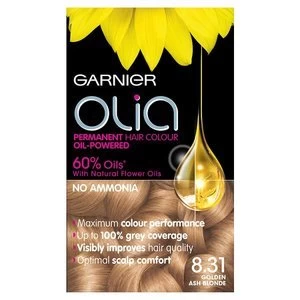 Garnier Olia 8.31 Golden Ash Blonde Permanent Hair Dye Blonde