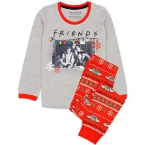 Friends Girls Christmas Pyjama Set (13-14 Years) (Grey/Red)