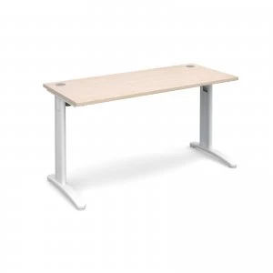 TR10 Straight Desk 1400mm x 600mm - White Frame maple Top